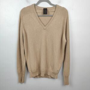 Vintage St Michael Sweater Mens 42 US L Tan V-Neck Made in the UK Preppy